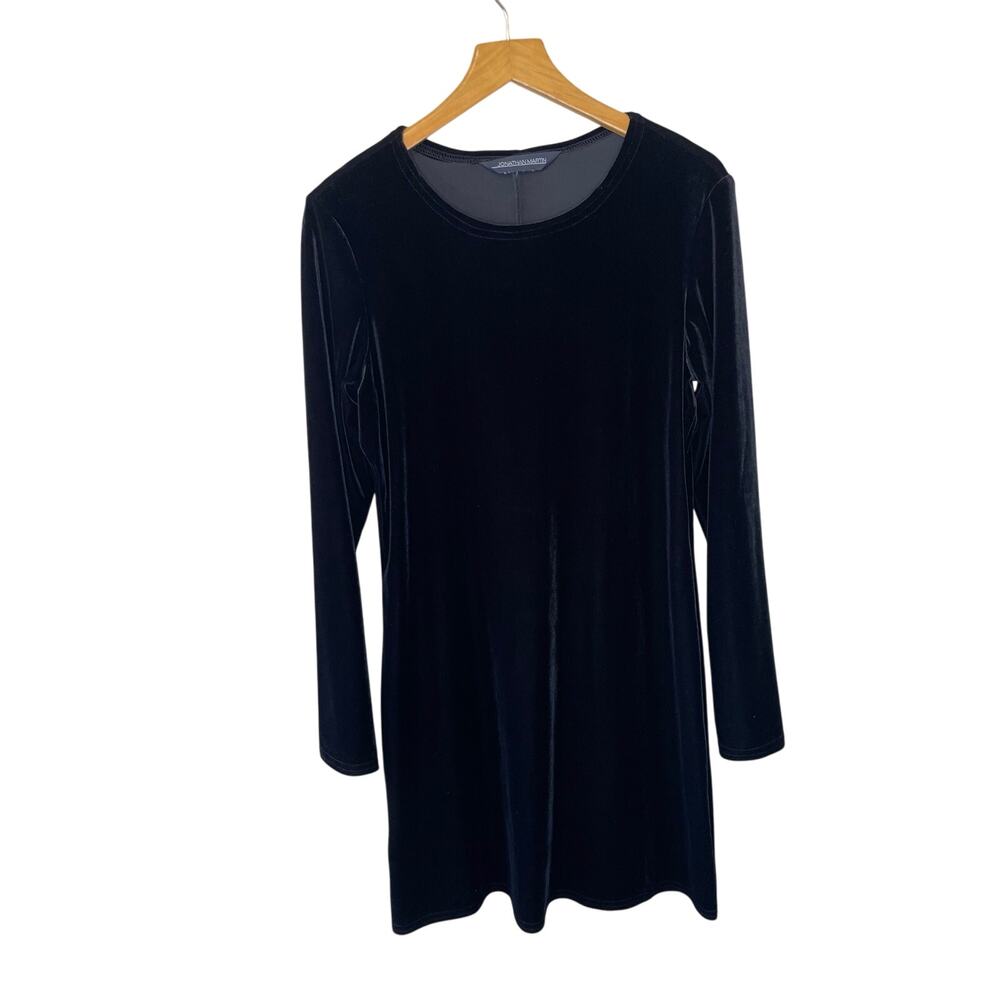 Jonathan Martin Black Velvet Long Sleeve Romantic Mini Shirt Dress Size Medium - Picture 1 of 9